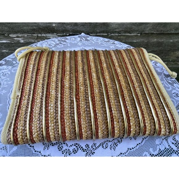Vintage 1970s Woven Straw Crossbody Bag Purse Boho Retro - Picture 4 of 10